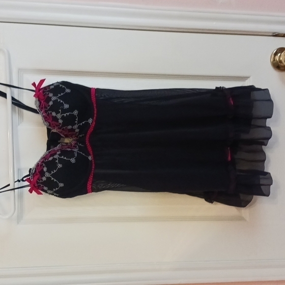 Inner Secrets Black Tulle Baby Doll - Picture 1 of 4